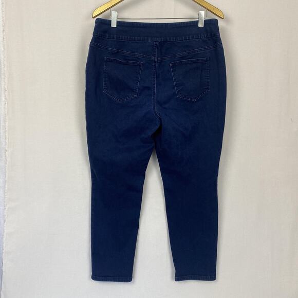 Chico's Perfect Stretch Jeans 1.5 US 10 Ankle Crop Dark Wash Blue Pull On 33x26 - Picture 5 of 15